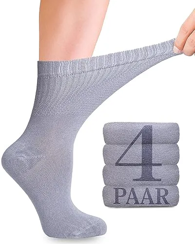 Fiera Besa Diabetiker Socken mit Lycra für Damen: Ohne Naht am Ansatz der Zehennägel; für Business und Freizeit; für Schwangere und Senioren geeignet; 4 Paar