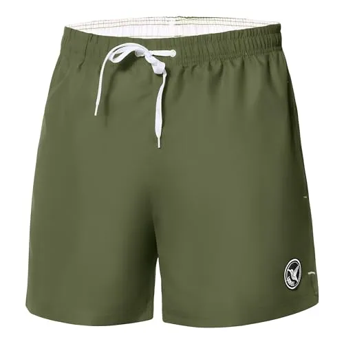 Ladeheid Badehose Herren Bequeme Badeshorts Kurz mit Seitentaschen und Schnürchen, Badeshorts Herren mit Netzfütterung, Perfekt für Sommer, Strand und Schwimmbad – LA40-198 (Khaki, XXL)