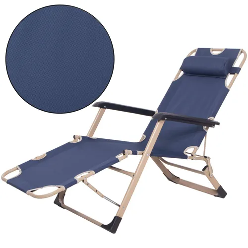 Springos® Gartenliege Klappbar Zero Gravity – Relaxsessel 2in1 mit Auflage, Blau/Beige, bis 120 kg