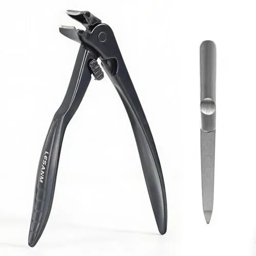 Zehennagelknipser mit Fänger für dicke Zehennägel,Ergonomischer rutschfester Nagelknipser mit langem Griff für Senioren, einzigartiger abgewinkelter Kopf, Kurve, breite Backenöffnung