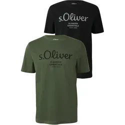S.OLIVER Herren T-Shirt 2er Pack - Herren-Shirts im 2er Pack, aus 100% Baumwolle, pflegeleicht und atmungsaktiv, ideal für lässige Styles mit großem Logo-Print.