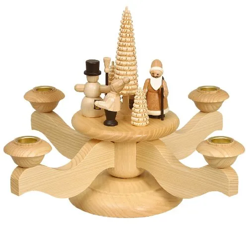 Adventsleuchter Weihnachtsmotiv mit Ringelbaum inkl. 4 Teelichtaufsätze #0570 - Echt Erzgebirge®