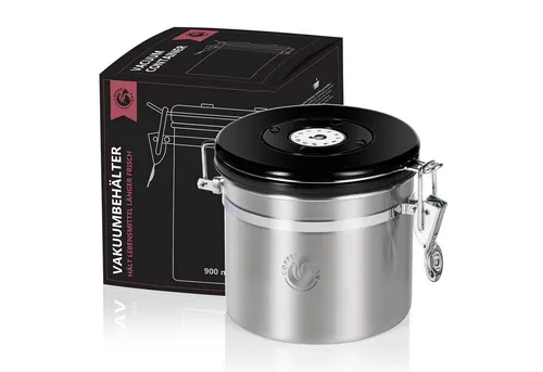 Coffee Fox Kaffeedose Coffee Fox Kaffeedose – Vakuum Edelstahl Vorratsdose für Kaffee & Tee, Edelstahl, (Vakuumdose), Vorratsbehälter Luftdicht