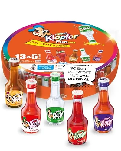 Kleiner Klopfer Fun Mix Tablett mit Würfel – 65 Mini Liköre