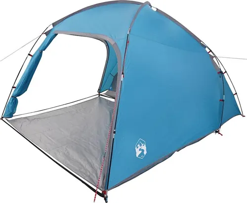 vidaXL Zelt mit Dach Blau 370 x 230 x 185 cm - Geräumiges und stilvolles Campingzelt aus wasserdichtem Polyester und Fiberglas – ideal für Familienausflüge, leicht zu transportieren und schnell aufzubauen.