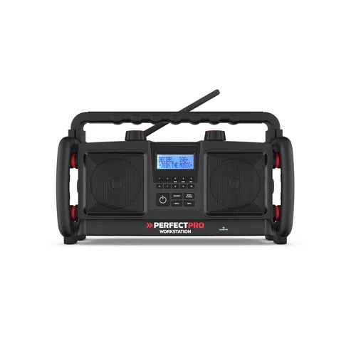 Perfectpro Workstation - Tragbares DAB-Radio 20 Watt - DAB-Radio für unterwegs, kraftvoller 20 Watt Sound und robustes Design, ideal für Baustellen und Outdoor-Aktivitäten.
