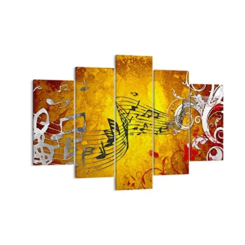 ARTTOR Bilder auf Leinwand 150x100cm Leinwandbild Musik Konzert Spaß Blume Groß XXL Wanddeko Bild Schlafzimmer Set 5 teilige Wandbilder Dekoration Wohnzimmer Canvas Wand Kunstdruck Art EA150x100-1964