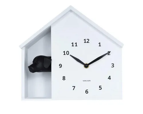 Karlsson Wanduhr Peeking Doggy - Weiße Kunststoffuhr mit Schlagwerk - Die Karlsson Wanduhr Peeking Doggy in Weiß, aus robustem Kunststoff, bietet ein charmantes Design und präzise Zeitangabe. Mit einem praktischen Schlagwerk ist sie ein echter Blickfang in jedem Raum.