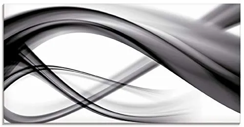 ARTland Wanddeko Glasbilder Wandbild Glas Bild einteilig 100x50 cm Querformat Moderne Kunst Abstrakt Modern Rauch Welle Schwarz Weiß S7KQ