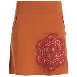 Vishes Minirock Kurzer Damen Baumwoll-Rock Taschen-Rock Mini-Röcke Blume des Lebens Hippie, Ethno, Boho Style orange 40-42