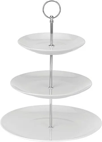 Spetebo Porzellan Etagere 3-stöckig - Tortenständer mit 3 Etagen, Höhe ca. 27 cm, ideal für stilvolle Präsentationen und durch fett- und wasserdichte Oberfläche besonders pflegeleicht.