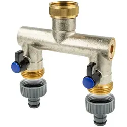 tecuro 2-Wege Verteilerstück 1 Zoll mit Steckkupplung - Gartenbewässerung Zubehör, ideal zum effizienten Verteilen von Wasser mit zwei einzeln absperrbaren Kugelventilen für maximale Flexibilität.
