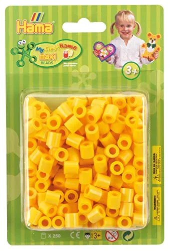 Hama Perlen 8503 Bügelperlen Packung mit ca. 250 bunten Maxi Bastelperlen mit Durchmesser 10 mm in Gelb, kreativer Bastelspaß für Groß und Klein