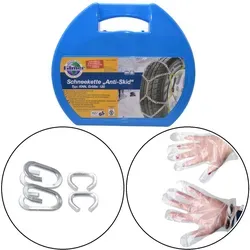 KFZ 18618 - Schneeketten 9mm für 15''-19'' Reifen - Robuste Schneekette (2 Stück) für optimale Traktion, einfache Montage und lange Lebensdauer. Ideal für sicheres Fahren im Winter, inkl. Handschuhe und Montageanleitung.