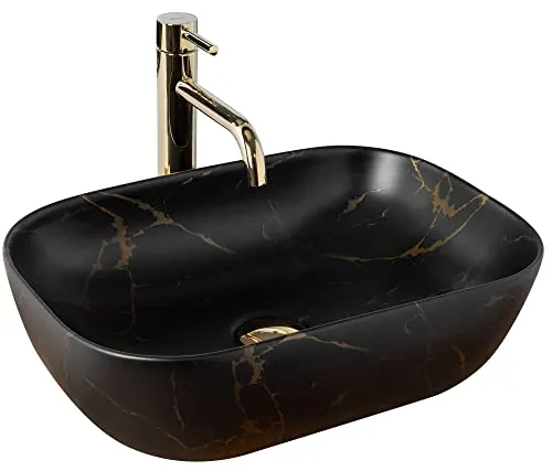 Rea Aufsatzwaschbecken Belinda Marble Matt Oval Black in schwarz von REA