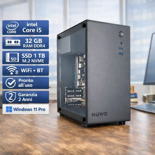 PC Computer Desktop Montiert i5-12400 RAM 32Gb SSD 1Tb Nvme Windows 11 Grau