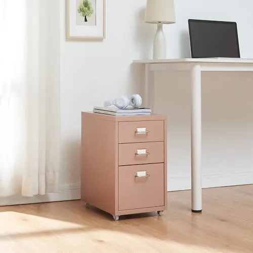 [en.casa] Rollcontainer Kökar - Mobiler Schubladenschrank mit 3 Schubladen - Büro-Aktenschränke mit Schubladen, flexibler Rollcontainer aus robustem Stahl mit integrierten Etikettenhaltern für optimale Organisation und schnellen Zugriff auf Dokumente.