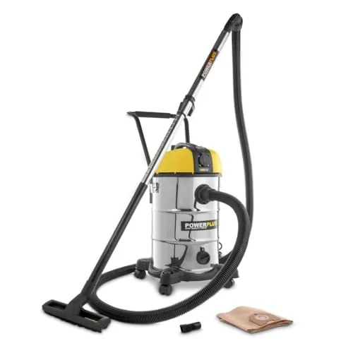 Powerplus Nasssauger 1200 W - Nass-/Trockensauger mit 30L Edelstahlbehälter, automatischer Start-/Stop-Funktion für Elektrowerkzeuge und Blasfunktion - ideal für Werkstatt und Zuhause.