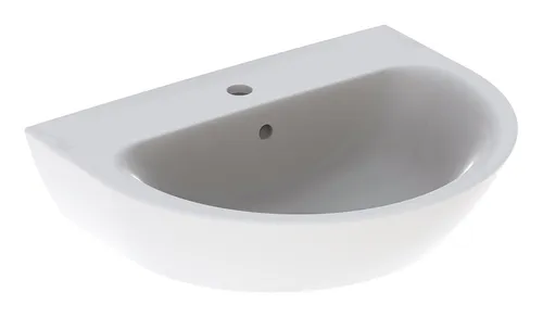 Geberit Renova Waschtisch 60 x 48 cm - Waschbecken mit mittigem Hahnloch und sichtbarem Überlauf, ideal für stilvolle Badezimmergestaltung