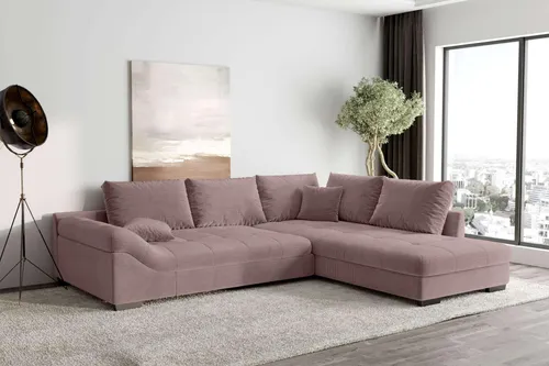 99rooms Terra Ecksofa Cordstoff POSO Pastellrosa Rechts in pink von 99rooms