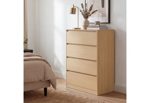 VASAGLE Kommode mit 4 Schubladen in Mandelgelb - Stylische Kommode mit 4 Schubladen, ideal für die Organisation in jedem Raum. Die ansprechende Farbe bringt frischen Wind in Ihre Einrichtung.
