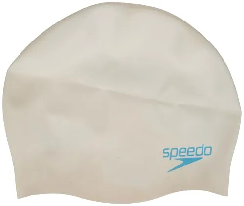 Speedo Einfarbige Silikon-Badekappe für Uni-Kinder, Einheitsgröße, Weiß/Blau