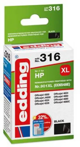 Edding Druckerpatrone ersetzt HP 901XL, CC654AE Kompatibel Schwarz EDD-316 18-316