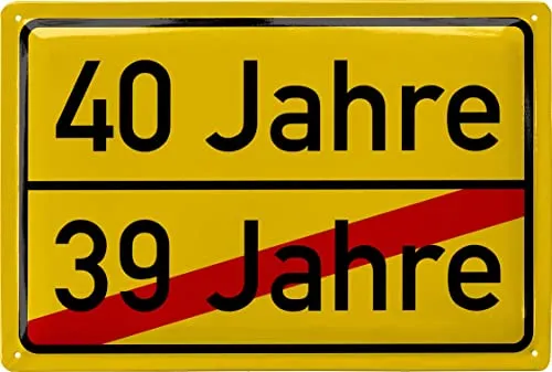 LANOLU Retro Blechschild 40 Geburtstag - Lustiges Ortsschild für Männer - Wand- & Türschilder, originelles Geschenk für den 40. Geburtstag mit witzigem Spruch, ideal als langlebige Deko und persönliche Geburtstagskarte.