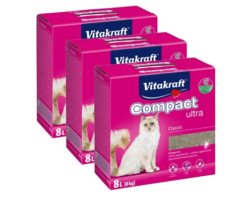 Vitakraft Katzenstreu Compact Ultra 24 kg - Hochwertige klumpende Katzenstreu für optimale Geruchsbindung und einfache Reinigung. Ideal für jeden Katzenbesitzer, der Wert auf Sauberkeit und Komfort legt.