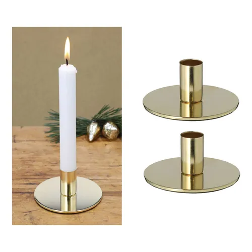 Novaliv Standkerzenhalter Gold für Stabkerzen - Eleganter Stabkerzenhalter aus Eisen in edlem Gold, ideal für stimmungsvolle Akzente. Mit einer Größe von 10 cm passt er perfekt in jedes Zuhause.
