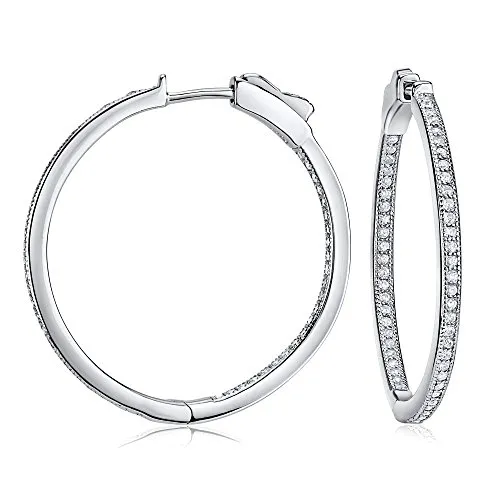 SILVEGO Damen Creolen aus 925 Sterling Silber mit Zirkonia - Ohrringe für Damen aus 925 Sterling Silber, rhodiniert für einen eleganten Weißgold-Look, verziert mit funkelnden Zirkonia und in schöner Geschenkschachtel geliefert.