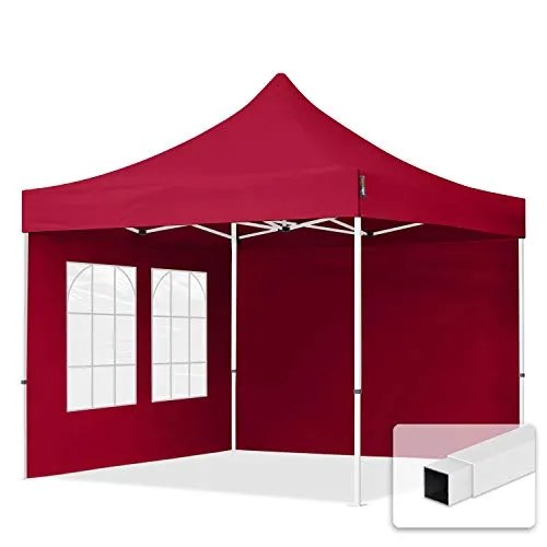 TOOLPORT 3x3m Stahl Faltpavillon mit Seitenteilen, rot in rot von Toolport