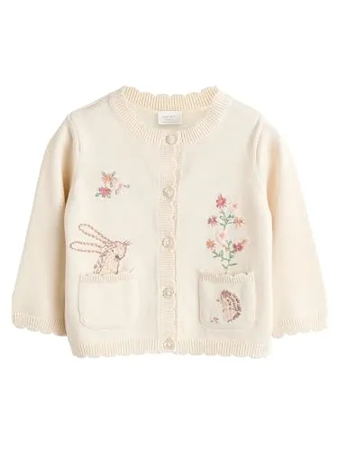 NEXT Baby Mädchen Baby-Strickjacke Cream Bunny 92-98