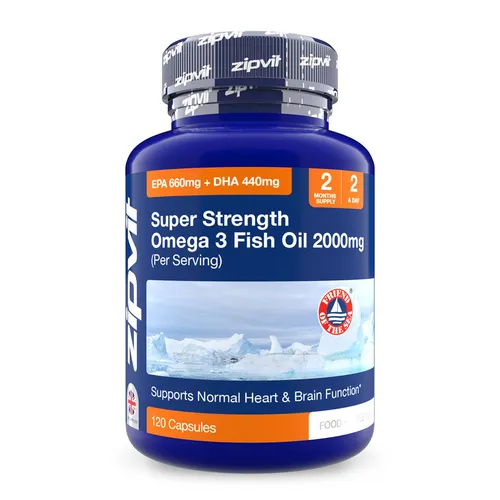 Zipvit Omega 3 Fischöl 2000mg | Hochdosiert mit 660mg EPA & 440mg DHA | 120 Softgels