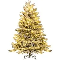 COSTWAY Künstlicher Weihnachtsbaum 135cm - Nussknacker - Üppiger, verschneiter Weihnachtsbaum mit 688 Zweigen und 200 warmweißen LEDs für eine festliche Atmosphäre, einfach aufzubauen dank Gelenkrahmen und stabiler Metallständer.
