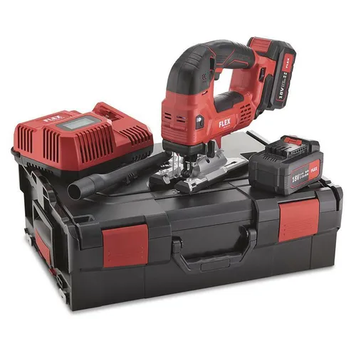 Flex FLE00367 Stichsäge JSB 18.0 EC/5.0 Set L-Boxx - Sägen - Hochwertige Stichsäge mit präzisionsgefertigten Zähnen und Wärmebehandlung für langlebige Leistung, ideal für präzise Schnitte in Holz, Metall, Keramik und Kunststoff.