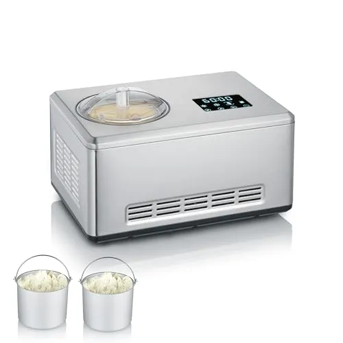 SEVERIN 2-in-1 Eismaschine EZ 7406 - Kompressor Ice Cream Maker mit Joghurtfunktion, für leckeres Eis und Sorbet in unter 30 Minuten