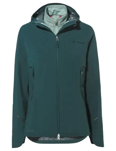 Vaude Damen Yaras 3in1 Jacke in Größe S, Grün - Vielseitige 3in1 Regenjacke für Radfahren und Wanderungen, schützt zuverlässig vor Wind und Wetter.