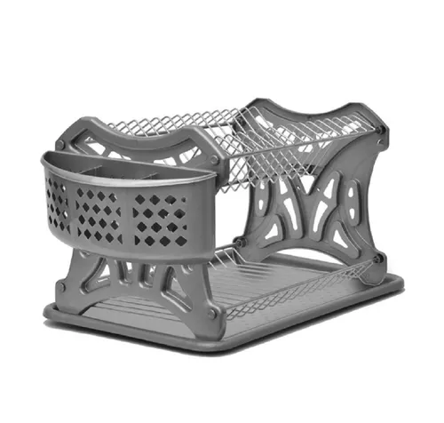 DanDiBo 2-Etagen Abtropfgestell für Geschirr - Praktischer 2-Etagen Geschirrabtropfer mit abnehmbaren Besteckkorb, ideal für Küche, Garten oder Camping. Stabil und platzsparend für Teller, Gläser und Besteck.