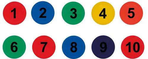 Happy Kidz Bodenzahlen 21404024057 - Sonstige Sportspiele, rutschfeste Gummimatten für vielseitige Hüpf- und Balancierspiele, ideal zur Förderung von Geschicklichkeit, Balance und Koordination.