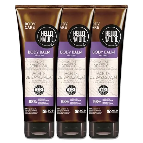 P-Beauty Naturkosmetik Körperbalsam mit Acai Öl - Veganer Body Balm für Damen & Herren - Feuchtigkeitspflege für trockene & sensible Haut regenerierend, pflegend (3x250ml)