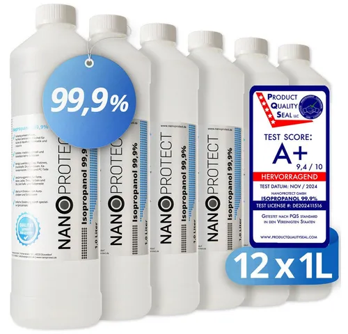 Nanoprotect Isopropanol 99,9% - 1 Liter Reinigungsalkohol (Premium IPA - Made in Germany - Für Haushalt und Elektronik)