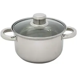 BESTCOOKING Kochtopf 1 Liter Edelstahl mit Glasdeckel - Kochtopf aus Edelstahl, 1 Liter, Ø 14 cm, induktionsgeeignet und spülmaschinenfest. Praktischer Glasdeckel mit Dampfauslass für einfaches Kochen.