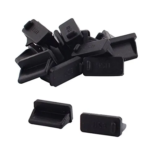 sourcing map Computer Rubber USB 2.0 Type A Female Port Dust Dustproof Cover Black 15pcs de