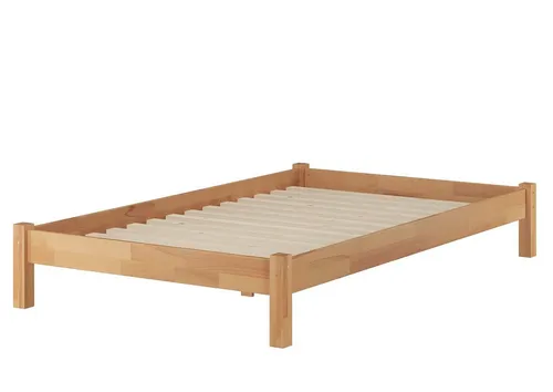 ERST-HOLZ Bettgestell Übergroßes Einzelbett 120 x 220 Buche Stabil mit Rost, Buche farblos lackiert