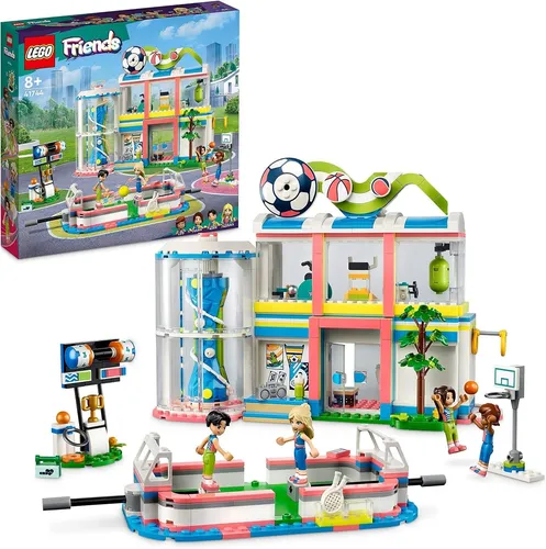 LEGO Friends Sportzentrum - 2-stöckiges BAU-Spielzeug mit Fußball-, Basketball- und Tennis-Spielen, inklusive 4 Mini-Puppen für kreatives Spielen in Heartlake City