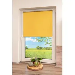 Seitenzugrollo Thermo Klemmfix-Rollo, K-HOME, verdunkelnd, ohne Bohren, Klemmfix, 1 Stück gelb 90 cm x 150 cm