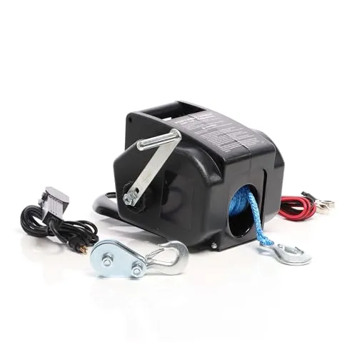 XPOtool Elektrische Seilwinde 12V 350W bis 1570kg, 1,8m/min, Motorwinde mit Seilzug, Elektroseilwinde mit Haken und Montageplatte