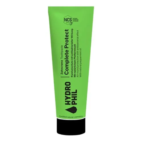 HYDROPHIL Sensitiv Protect Zahncreme – Bio-Kamillenextrakt, Vegan, Schutz vor Zahnschmerzen, Naturkosmetik, Schonende Zahnpflege für empfindliche Zähne, 75ml (75 ml (1er Pack), Complete Protect)