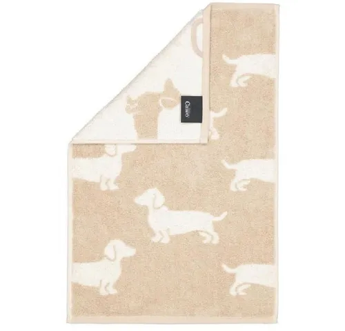 Cawö Badetücher Gästehandtuch We love Dogs Dackel Natur Beige (30x50cm)